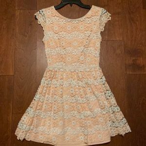 cute peach and white dress